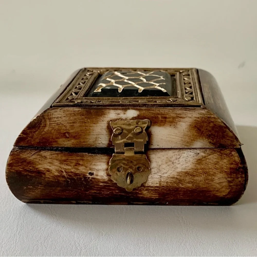 Vintage box made from bone and brass